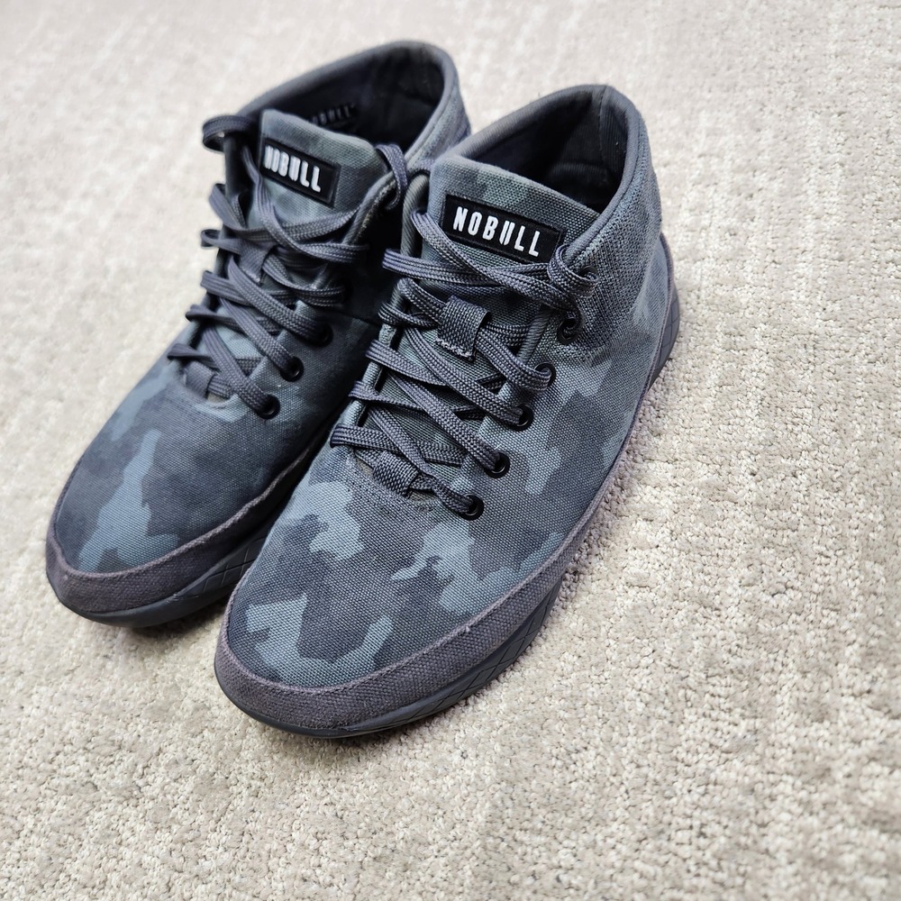 NOBULL High-Top Trainers Black Camo SuperFabric Mens 7.5 Training Shoes